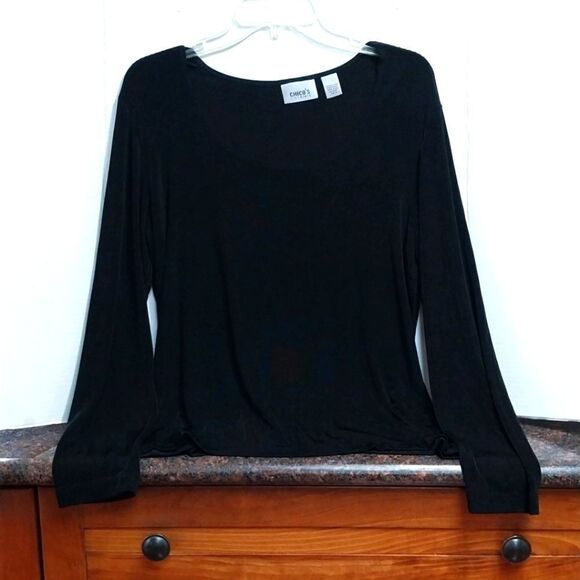 Chicos Travelers Scoop Neck Top...Size 2 (Chico's Sizing).  EUC - Picture 1 of 4